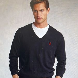 Polo by Ralph Lauren cotton V-neck sweater L